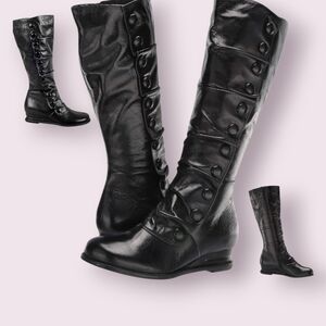 Miz Mooz Black Button-Up Boots, Size 9